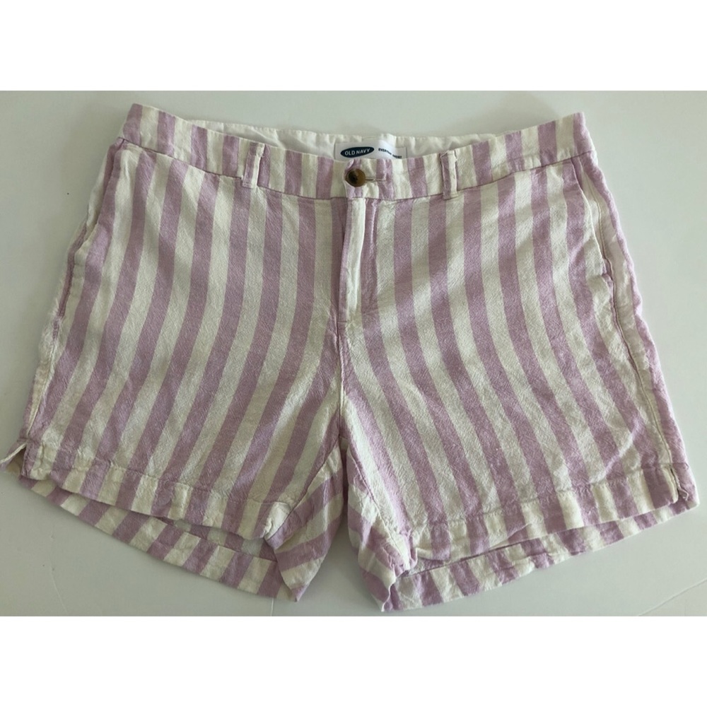 Lilac Striped Everyday Linen Blend Shorts